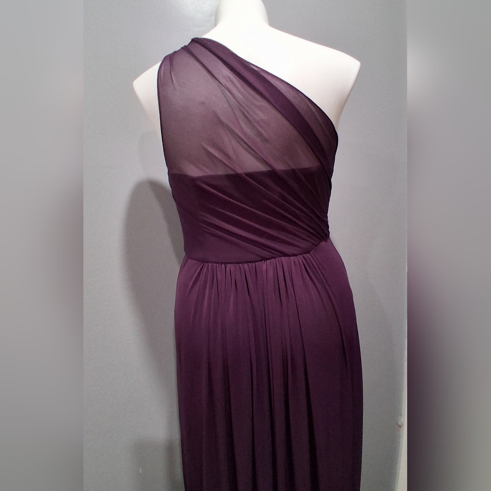 David's Bridal Deep Plum Maxi Dress with Draped Front - Picture 5 of 8